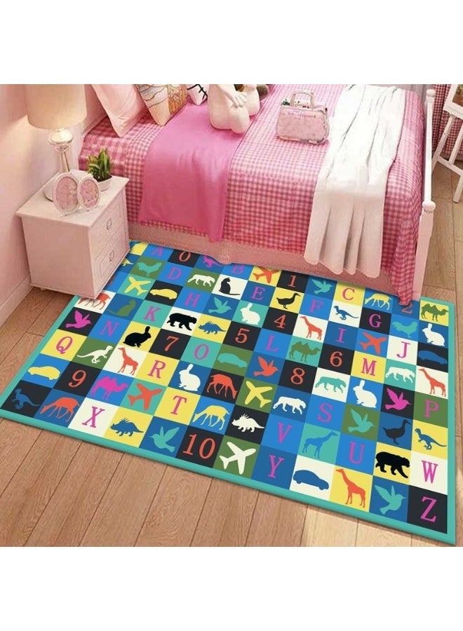 Hopscotch طفل سجاد لغرفة اللعب، غرفة اللعب التعليمية للأطفال سجاد ديكور غير انزلاق أرضية لعب حصيرة لغرفة النوم، الحضانة، الفصل الدراسي، هدية قوية للبنات والفتيان - Image 4